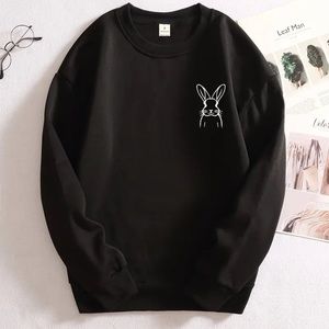 Rabbit Print Sweatshirt, Crew Neck Casual Sweatshirt size large